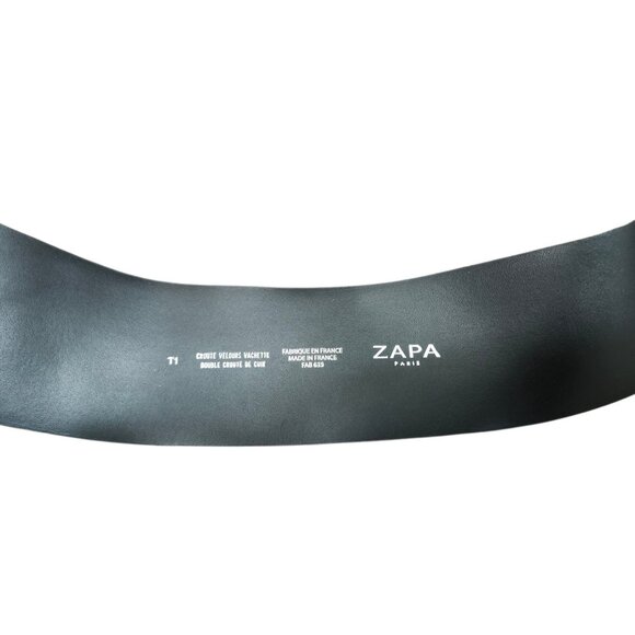 ZAPA Paris Wide Gray Suede Leather Waist Belt Made in France Size T1 - Picture 6 of 11